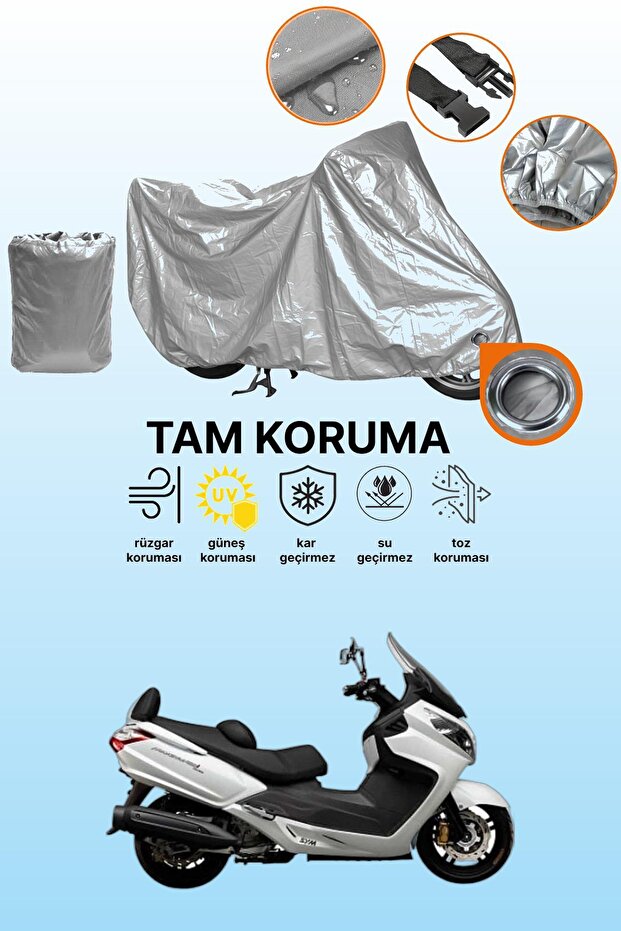 Gray Lock Compatible Sym Maxi 400I Compatible Motorcycle Cover, Protective Cover