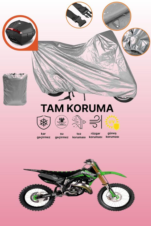 Gray Rear Bag Compatible Kawasaki Kx 125 Compatible Motorcycle Tarpaulin, Protective Cover