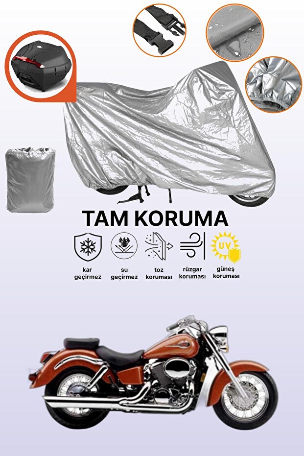 Motorcycle Tarp Compatible with Gray Tail Bag Compatible with Honda Vt 750 Shadow Ace