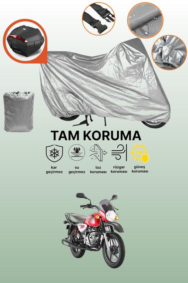 Gray Rear Bag Compatible Bajaj Boxer Compatible Motorcycle Cover, Protective Cover