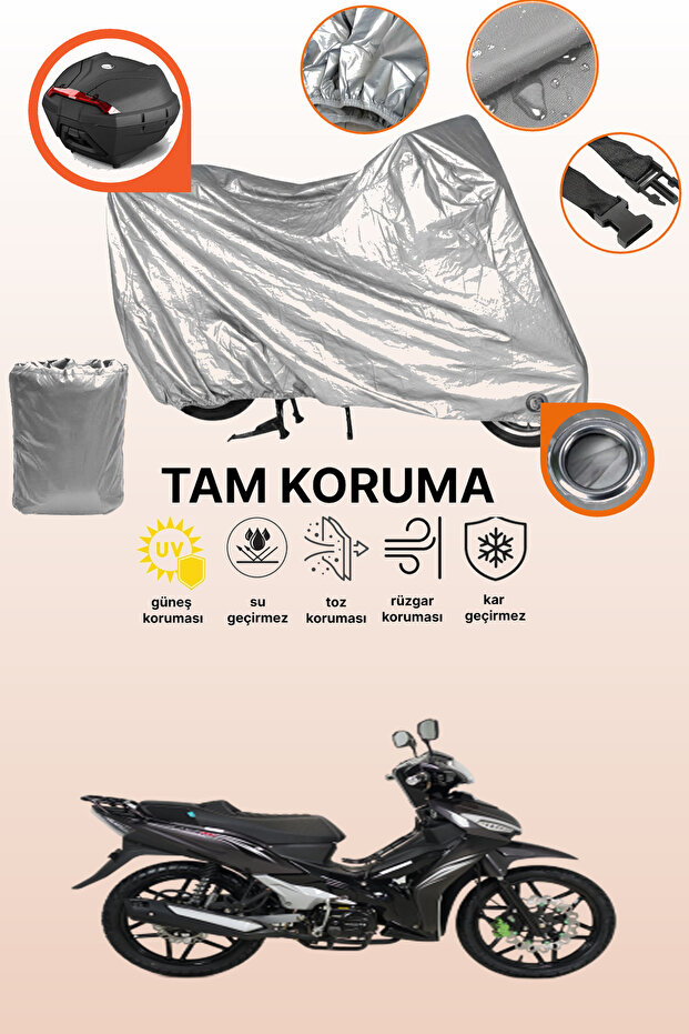 Gray Lock and Tail Bag Compatible Kuba Easy Pro 50 Compatible Motorcycle Tarpaulin, Protection Cover