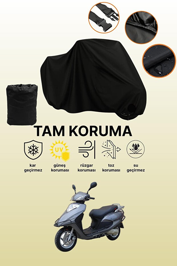 Black Apachi Nova 125 Compatible Motorcycle Cover, Protective Cover, Motorcycle Tarpaulin