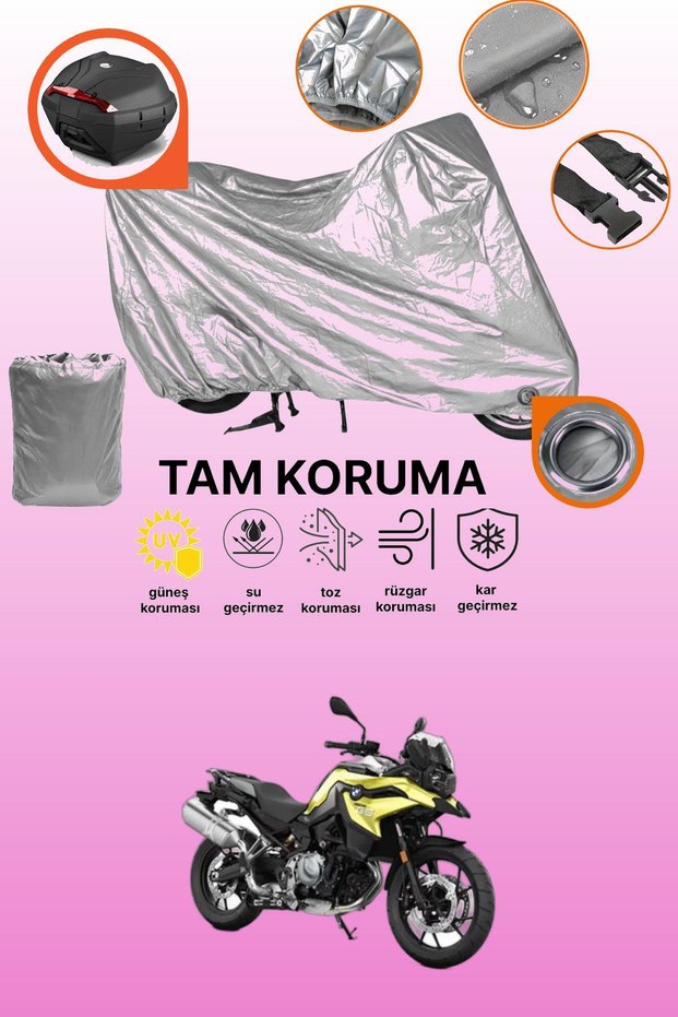 Gray Lock and Tail Bag Compatible Bmw F 750 Gs Compatible Motorcycle Tarpaulin, Protection Cover