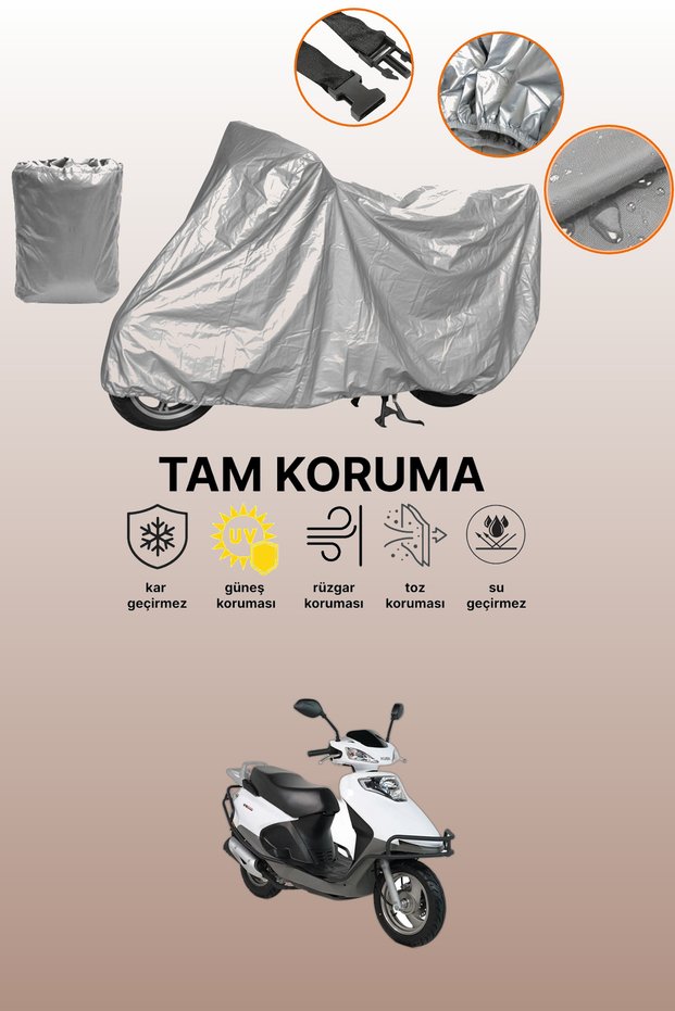 Grey Kuba Vn50 Pro Compatible Motorcycle Tarpaulin, Protective Cover, Motor Tarpaulin
