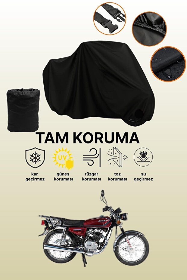 Black Arora Ar 100-8 Sport Compatible Motorcycle Cover, Protective Cover, Motorcycle Tarpaulin