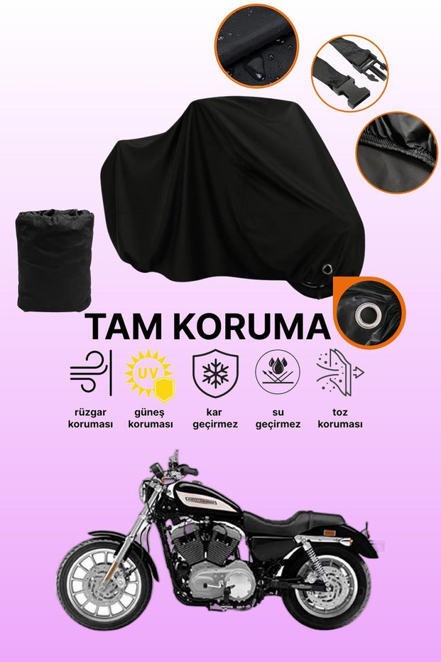 Black Lock Compatible Harley-Davidson Sportster Roadster Xl1200R Compatible Motorcycle Tarpaulin