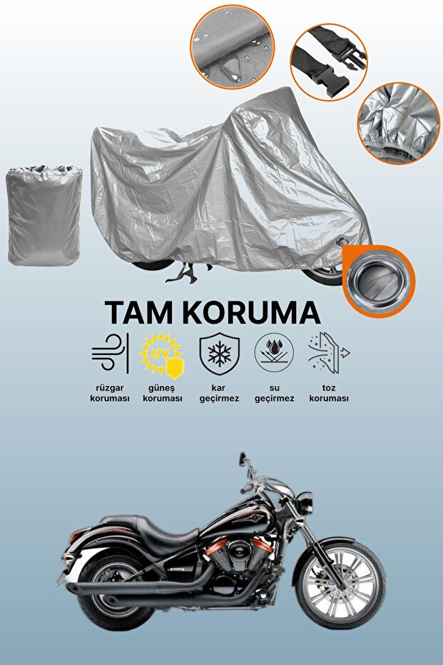 Gray Lock Compatible Kawasaki Vn 900 Custom Special Compatible Motorcycle Cover, Protective Cover