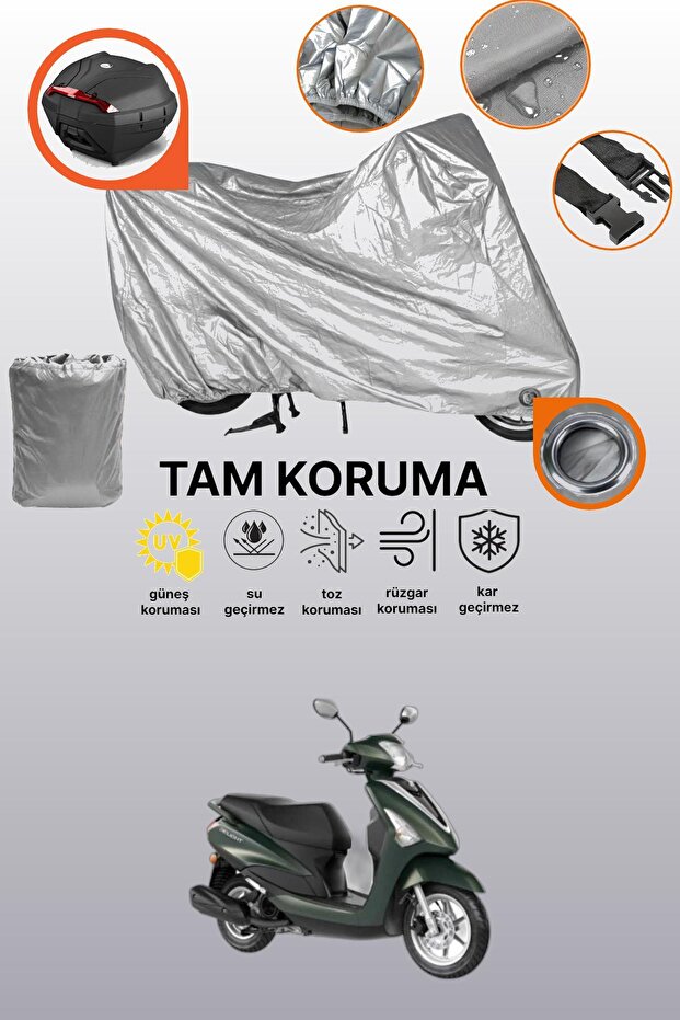 Gray Lock and Tail Bag Compatible Yamaha D'Elight Compatible Motorcycle Tarpaulin, Protection Cover