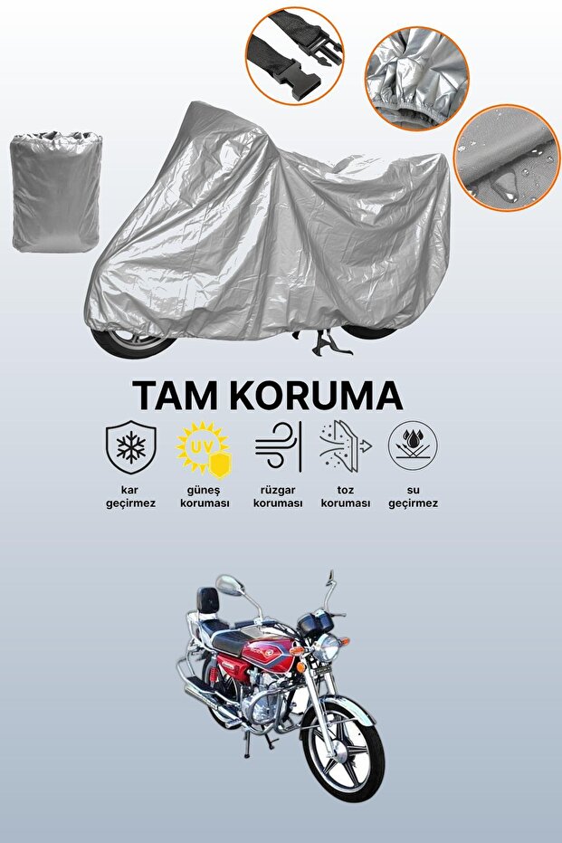 Gray Tail Bag and Lock Mismatched Arora Ym 150-A Compatible Motorcycle Tarpaulin