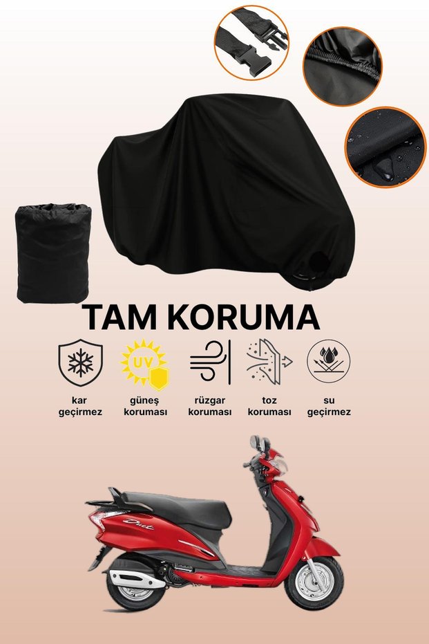Black Hero Duet Lx 110 Compatible Motorcycle Cover, Protective Cover, Motorcycle Tarpaulin