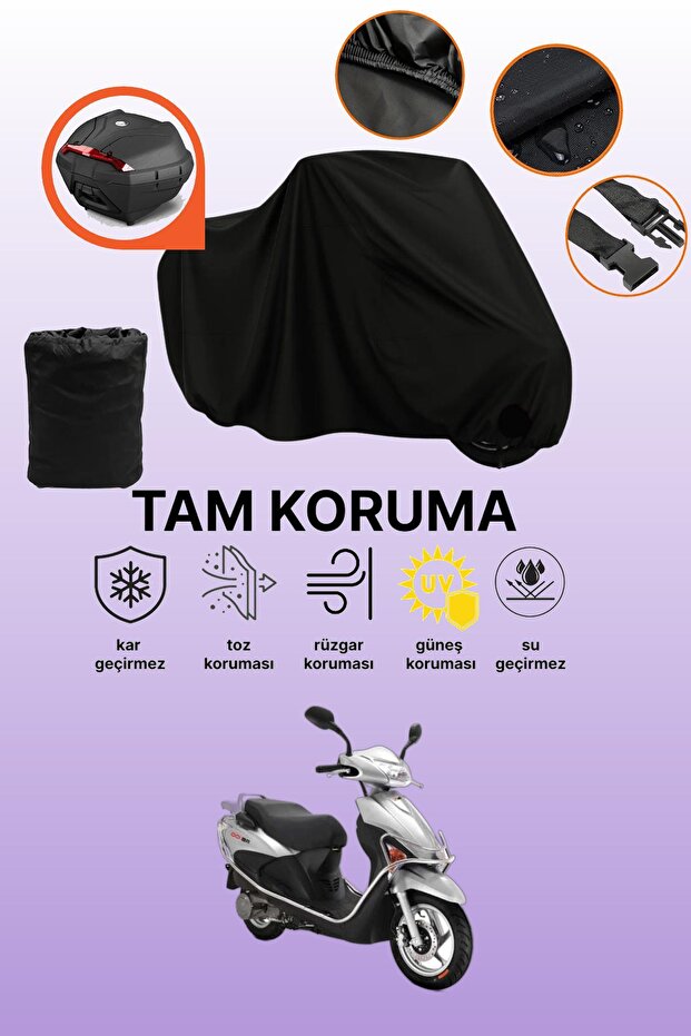 Black Rear Bag Compatible Rks Rs 100 Compatible Motorcycle Tarpaulin, Protective Cover