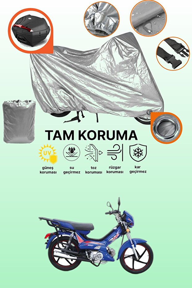 Gray Tail Bag and Lock Compatible Kuba Runner 50 Compatible Motorcycle Tarpaulin