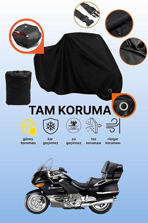 Black Lock Compatible Bmw K 1200 Lt Compatible Motorcycle Tarpaulin, Protective Cover
