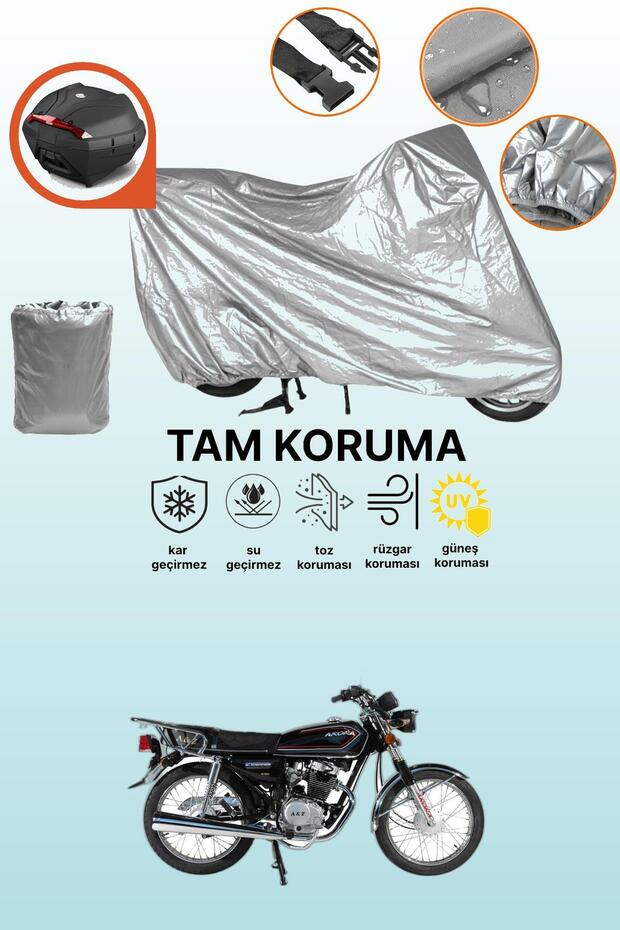Compatible with Gray Rear Bag Arora Ar 100-8 Classic Wire Compatible Motorcycle Tarpaulin
