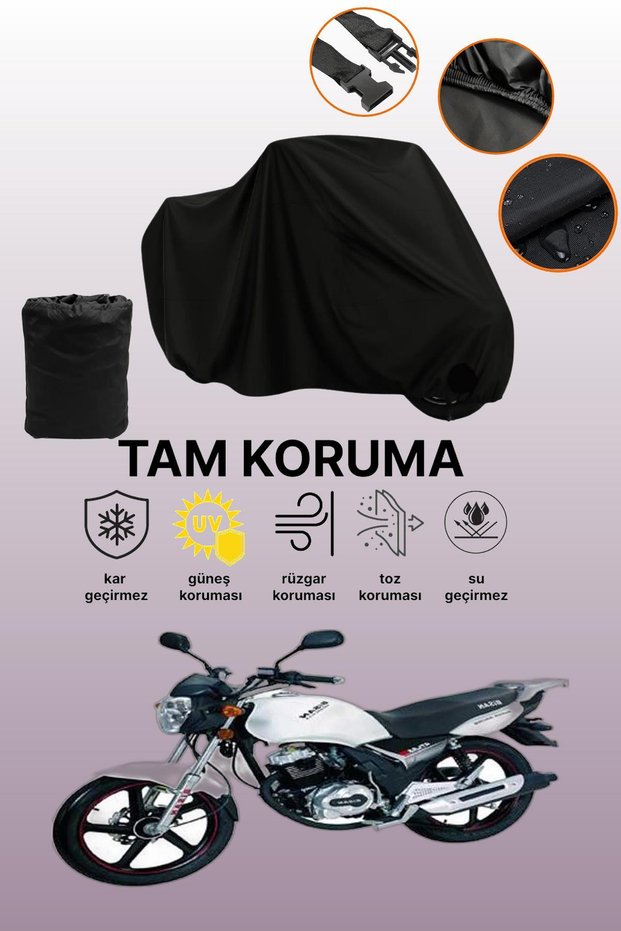 Black Bisan Atlas 125 Compatible Motorcycle Cover, Protective Cover, Motorcycle Tarpaulin