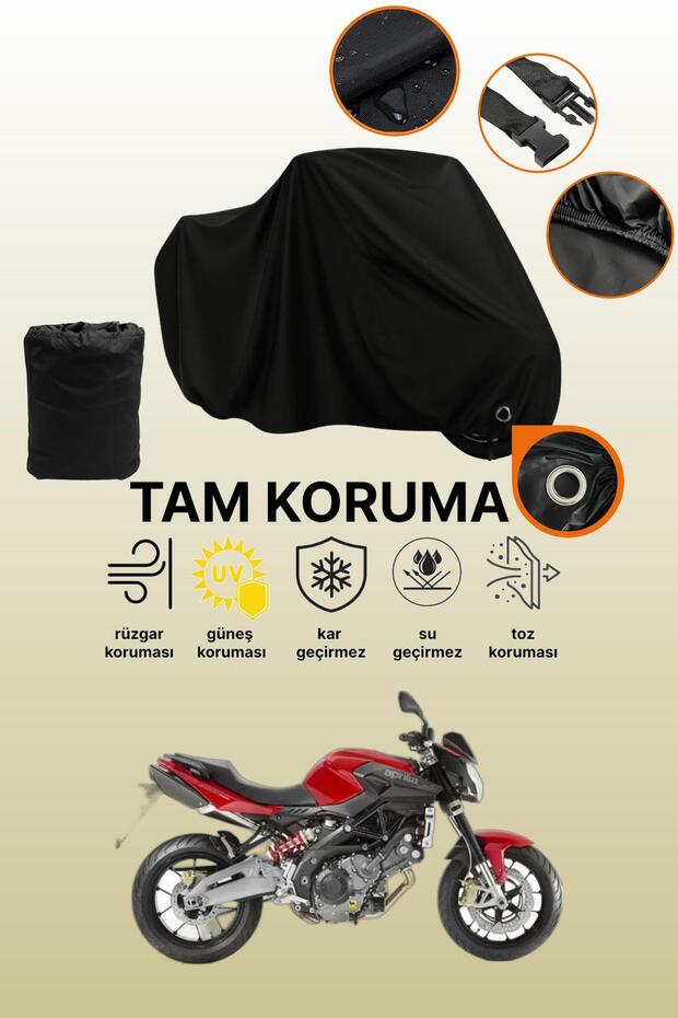 Black Lock Compatible Aprilia Shiver 900 Compatible Motorcycle Tarpaulin, Protective Cover
