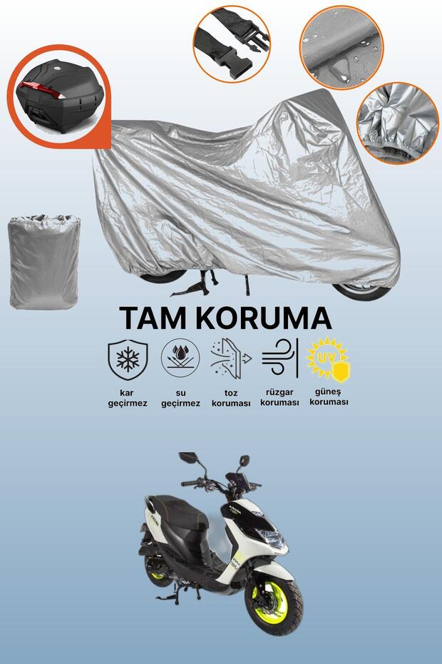 Gray Rear Bag Compatible Arora Ar 50-11 Ares Compatible Motorcycle Tarpaulin, Protective Cover