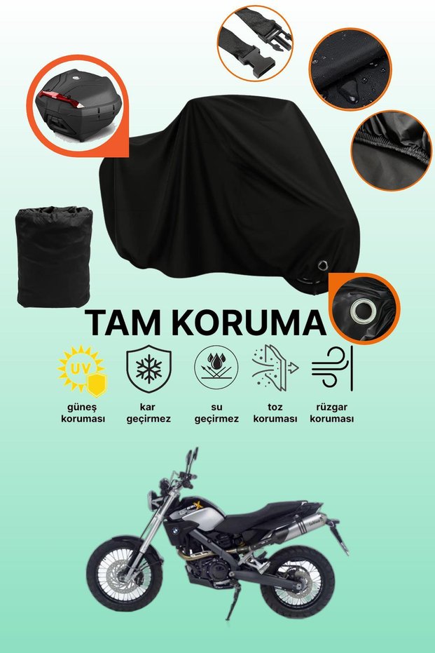 Black Lock and Tail Bag Compatible Bmw g 650 X Country Compatible Motorcycle Tarpaulin, Protective Cover