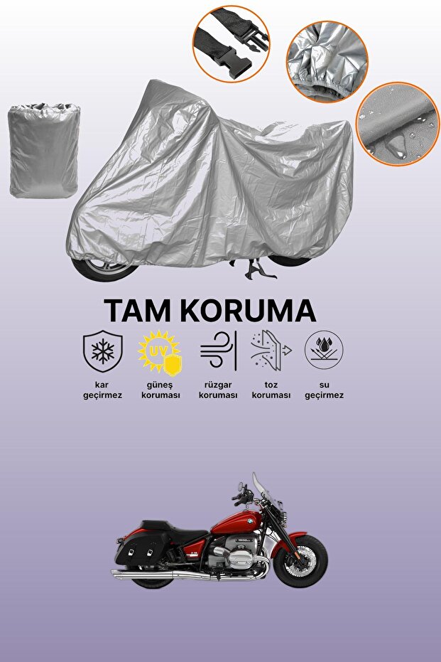 Gray Tail Bag and Lock Mismatched Bmw R 18 Compatible Motorcycle Tarpaulin