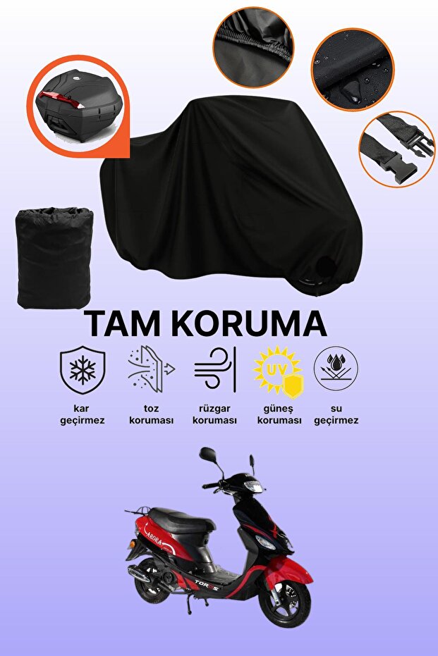 Black Rear Bag Compatible Arora Ar 50-10 Toros Compatible Motorcycle Tarpaulin, Protective Cover