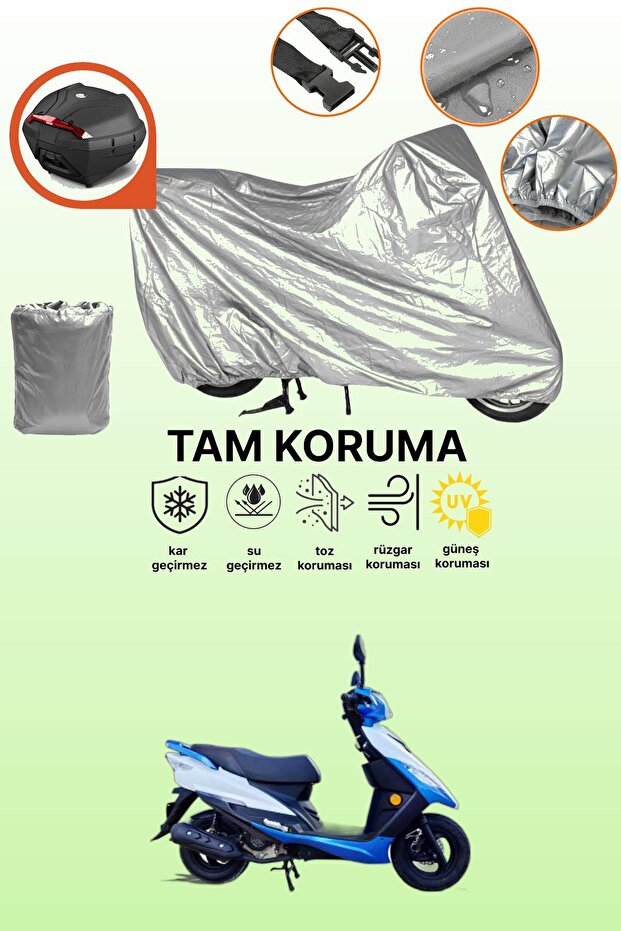Gray Rear Bag Compatible with Apachi Alfa 50 Compatible Motorcycle Cover, Protective Cover