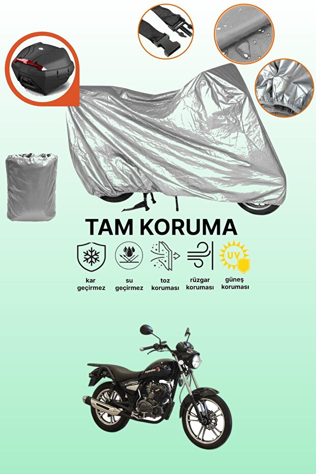 Gray Rear Bag Compatible with Asya Elegant 150 Compatible Motorcycle Cover, Protective Cover