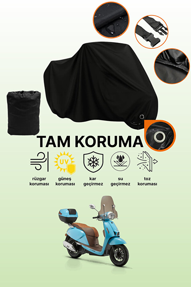 Black Lock Compatible Rks Ltr 125 Compatible Motorcycle Tarpaulin, Protective Cover