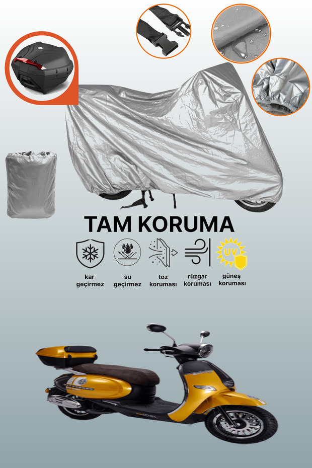Gray Rear Bag Compatible with Kuba Brilliant 50 Pro Compatible Motorcycle Cover, Protective Cover