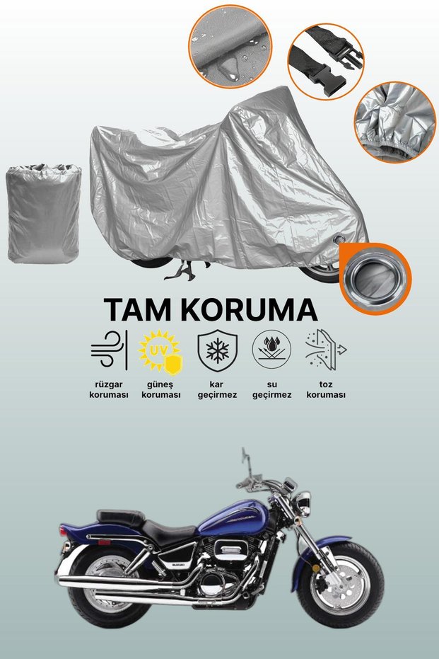 Grey Lock Compatible Suzuki Marauder 800 Compatible Motorcycle Tarpaulin, Protective Cover