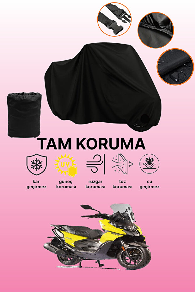 Black Motolux Ragner 250 Compatible Motorcycle Cover, Protective Cover, Motorcycle Tarpaulin