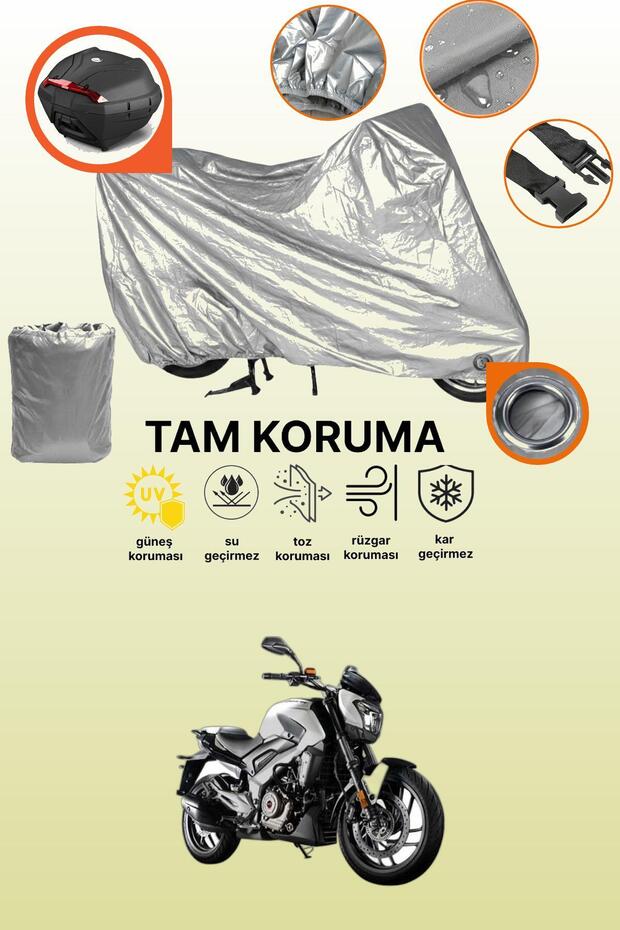 Gray Lock and Tail Bag Compatible Bajaj Dominar D 400 Compatible Motorcycle Tarpaulin, Protection Cover