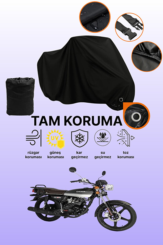 Black Lock Compatible Kuba Cg 50 Compatible Motorcycle Tarpaulin, Protective Cover