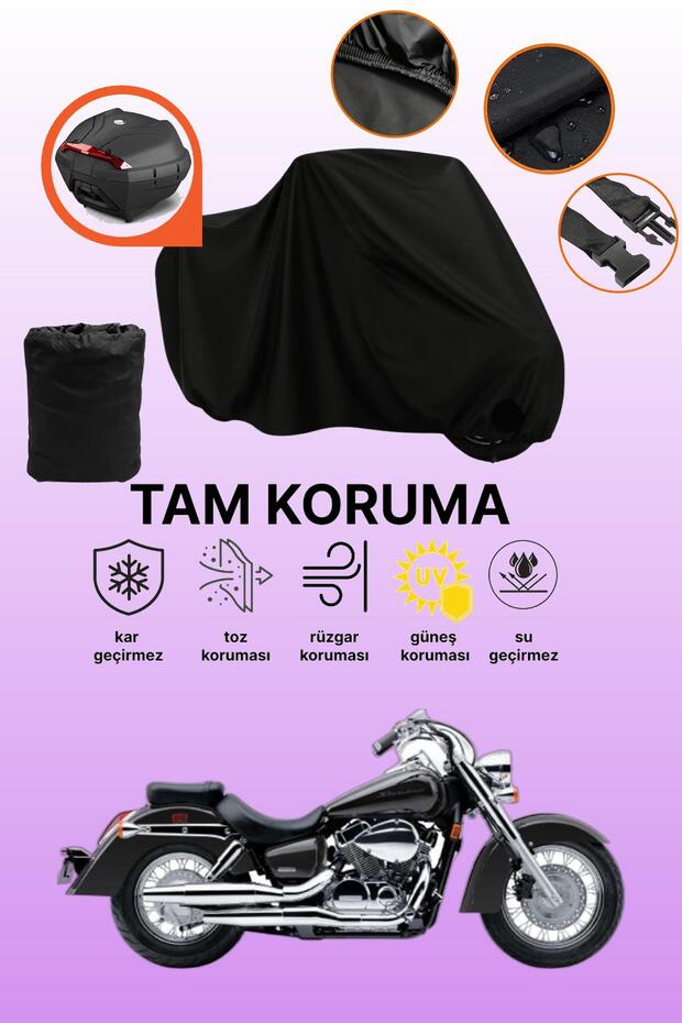 Black Tail Bag Compatible with Honda Vt 750 C Shadow Compatible Motorcycle Tarpaulin