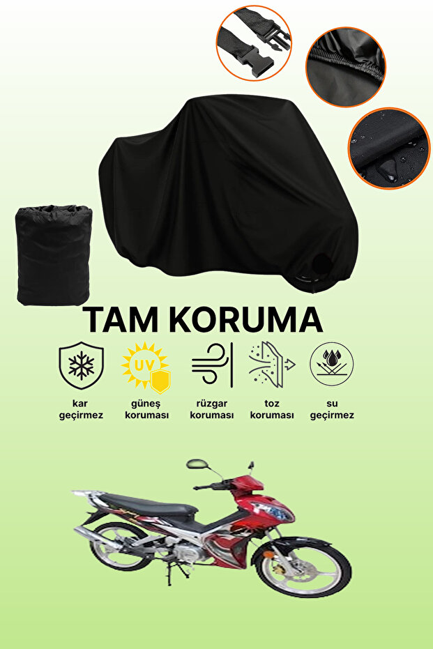 Black Bisan Terra 125 Compatible Motorcycle Cover, Protective Cover, Motorcycle Tarpaulin