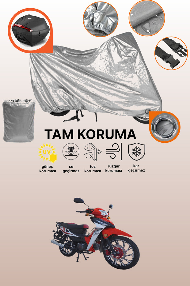 Gray Lock and Tail Bag Compatible Motolux Africa Wolf Compatible Motorcycle Tarpaulin, Protection Cover
