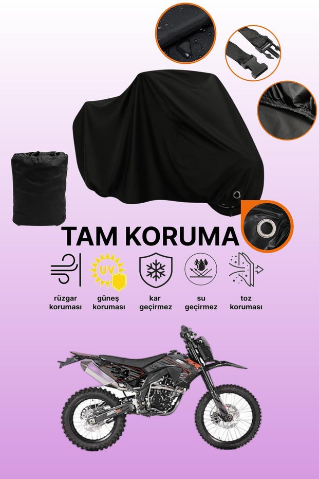 Black Lock Compatible Asia Rx 250 Cross Compatible Motorcycle Tarpaulin, Protective Cover