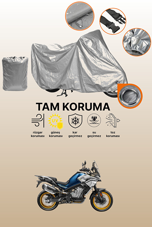 Grey Lock Compatible Cfmoto 800Mt Touring Compatible Motorcycle Tarpaulin, Protective Cover