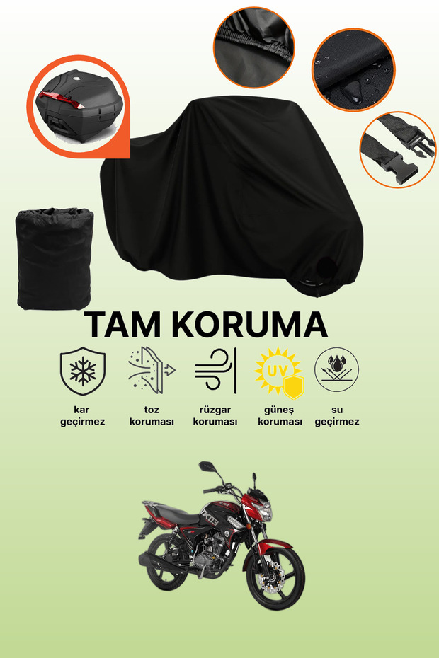 Black Rear Bag Compatible Kuba Tk 03 Compatible Motorcycle Tarpaulin, Protective Cover
