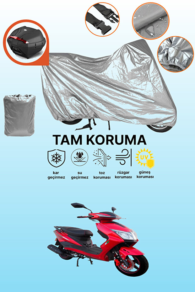 Gray Rear Bag Compatible Motolux Nirvana Pro Compatible Motorcycle Tarpaulin, Protective Cover