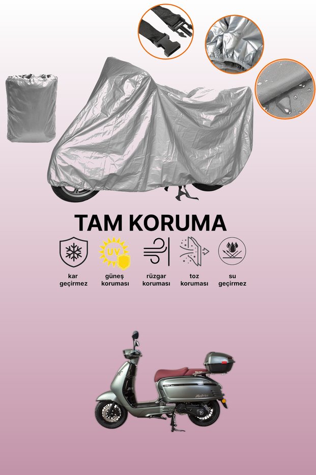 Grey Tail Bag and Lock Mismatched Falcon Martini 125 Compatible Motorcycle Tarpaulin