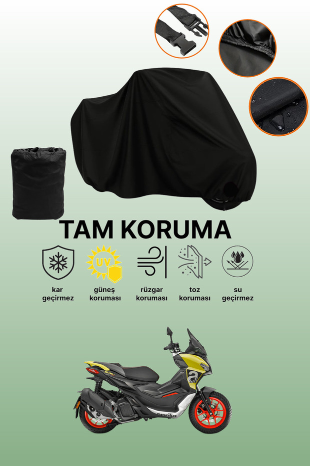 Black Aprilia Sr Gt 125 Compatible Motorbike Cover, Protective Cover, Motorcycle Cover