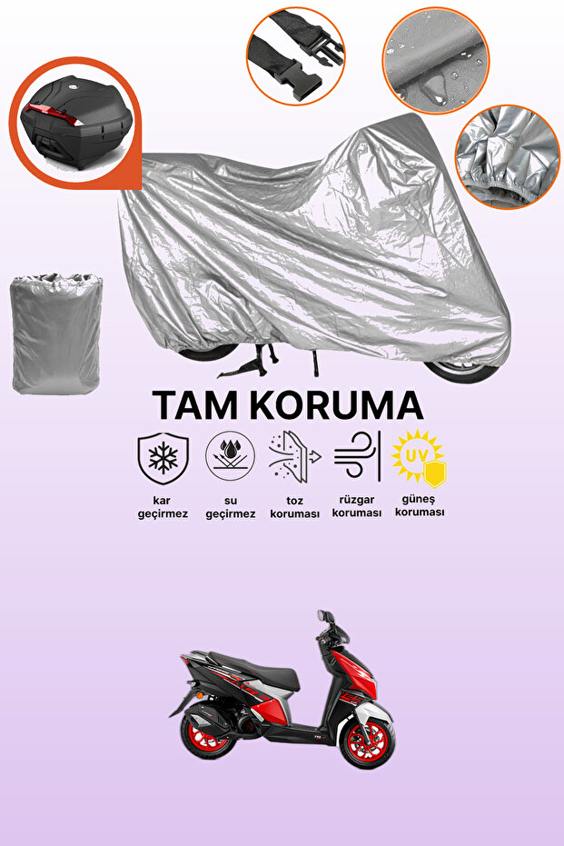 Gray Rear Bag Compatible Apachi Beauty 125 Compatible Motorcycle Cover, Protective Cover