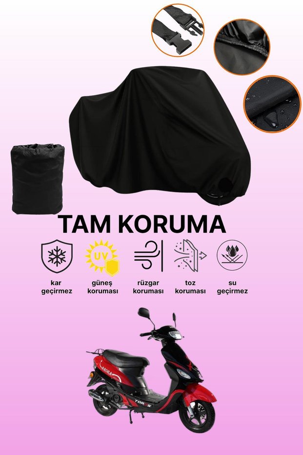 Black Arora Ar 50-10 Toros Compatible Motorcycle Cover, Protective Cover, Motorcycle Tarpaulin