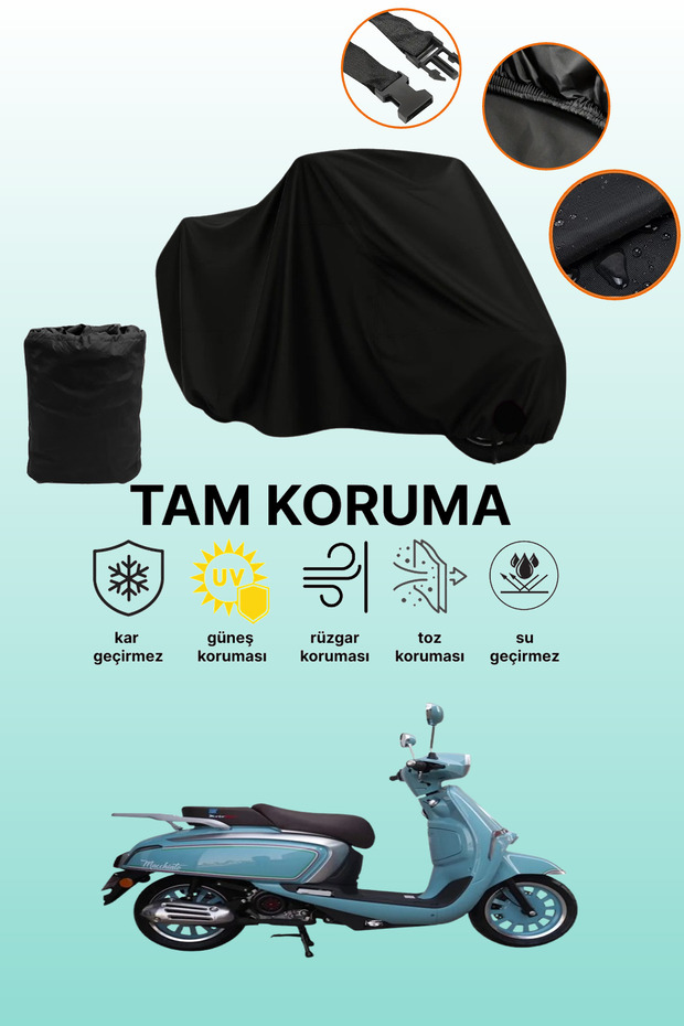 Black Rear Bag and Lock Incompatible Motolux Macchiato 50 Compatible Motorcycle Tarpaulin