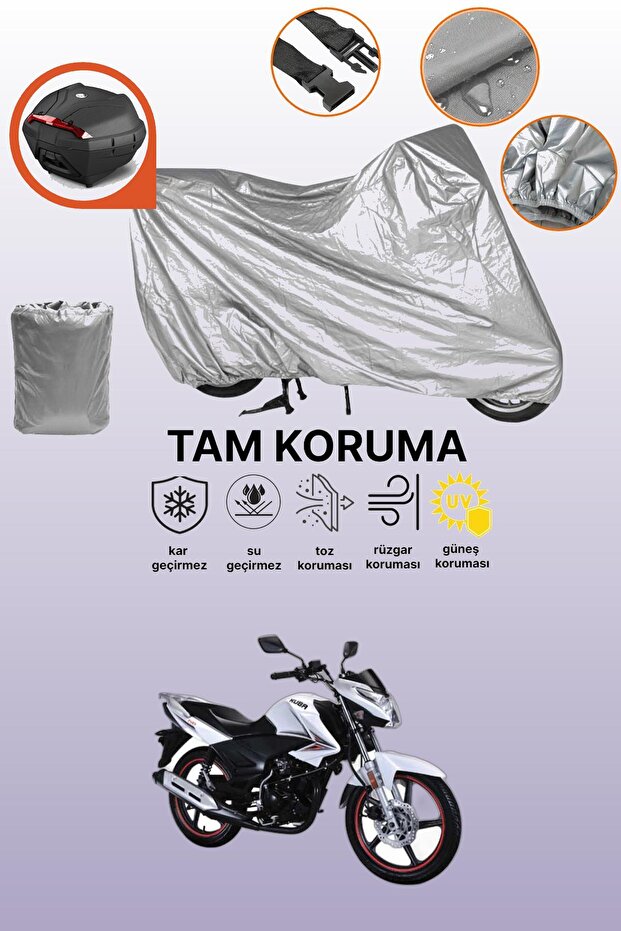 Gray Rear Bag Compatible with Kuba Pars Compatible Motorcycle Tarpaulin, Protective Cover