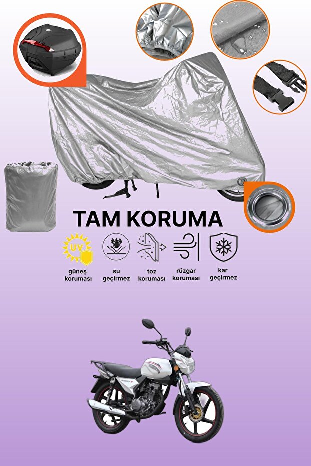 Gray Lock and Tail Bag Compatible Kuba Razore 100 Compatible Motorcycle Tarpaulin, Protection Cover