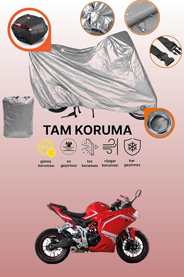 Gray Lock and Tail Bag Compatible Rks Rnx Compatible Motorcycle Tarpaulin, Protection Cover