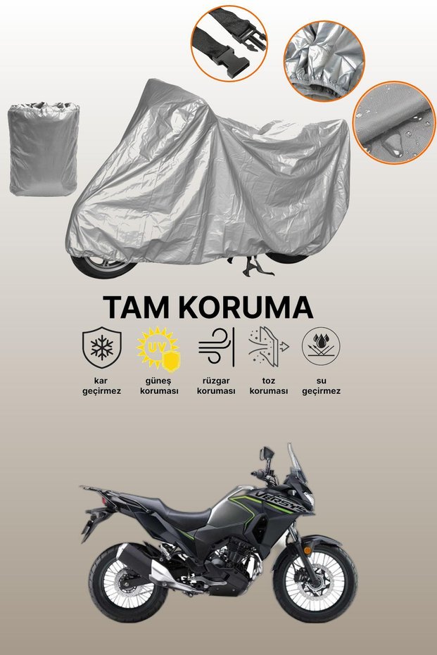 Gray Kawasaki Versys X300 Compatible Motorcycle Tarpaulin, Protective Cover, Motor Tarpaulin