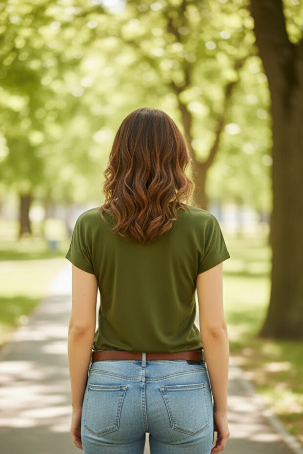 Tricou de damă kaki basic din viscoză - 4