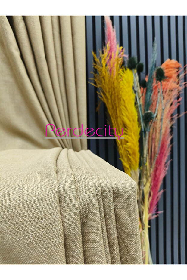 Natural Linen Background Curtain Single Panel (No Pleats) Straight Cut Suitable for Any Room